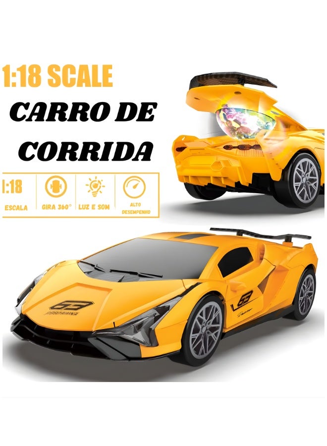 DAT Lamborghini Style RC Car with Light-Up Doors – 1:18 Scale, Auto Open, 360° Rotation – Yellow - Image 3